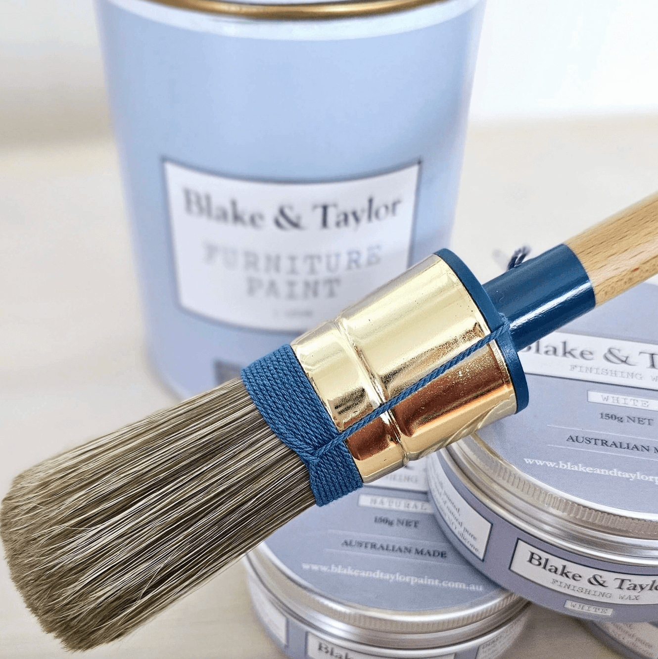 Round Natural Bristle Brush Large - Blake & Taylor Chalk Furniture Paint