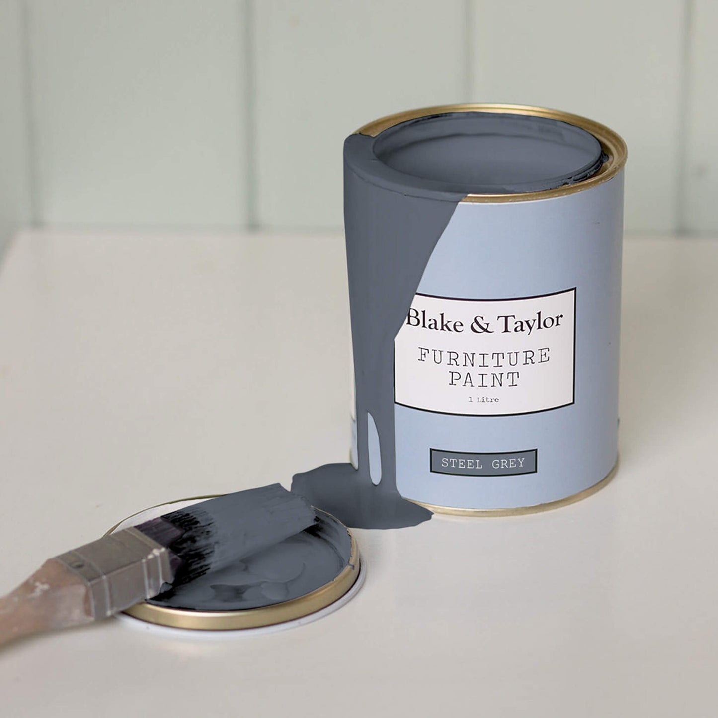 1 litre tin of Blake & Taylor Steel Grey Chalk Furniture Paint