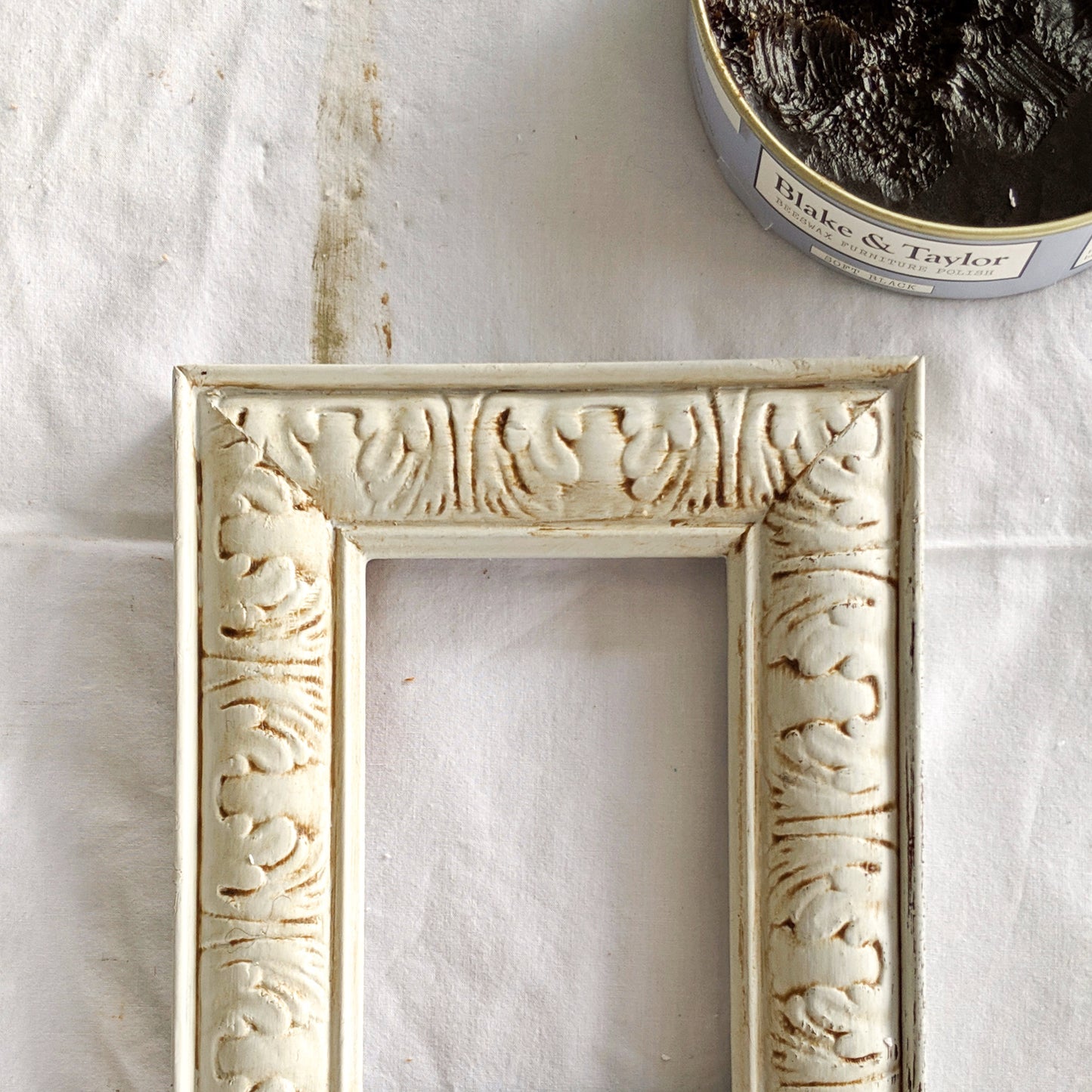 Small timber frame with carving detail with Blake & Taylor Wax applied to it