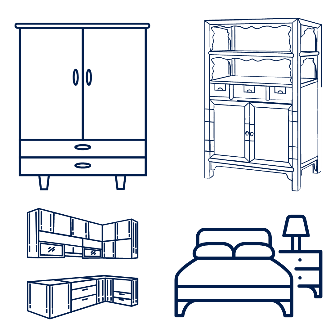 infographic showing which pieces of furniture can be painted using  1 litre of Blake & Taylor Chalk Furniture Paint 