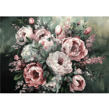 Decoupage paper with bouquet of roses