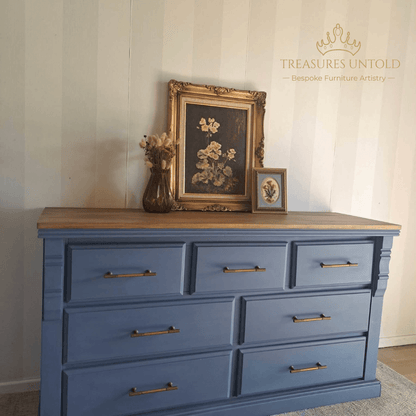 wooden console painted Blake & Taylor Chalk Paint colour Nightfall