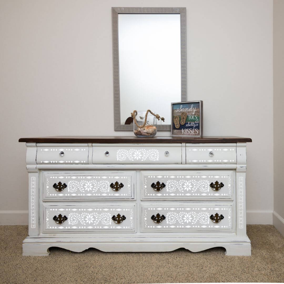 Jaipur Indian Bone Inlay Stencil - Blake & Taylor Chalk Furniture Paint