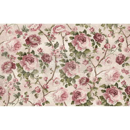 pink roses decoupage paper
