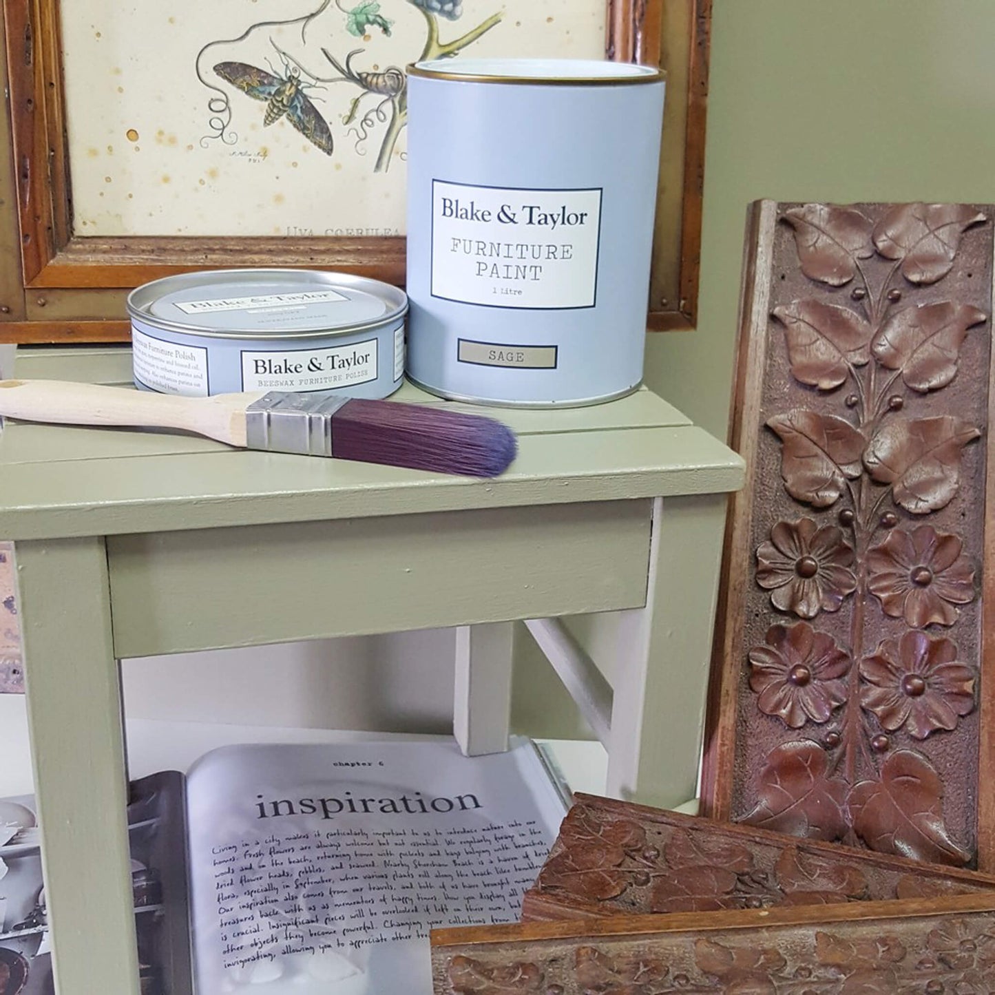 Small timber chair painted with Blake & Taylor Sage Chalk Furniture Paint