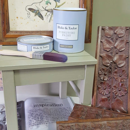 Small timber chair painted with Blake & Taylor Sage Chalk Furniture Paint