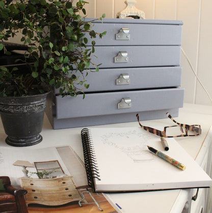 small filing drawers painted with Blake & Taylor Toulouse Chalk Furniture Paint